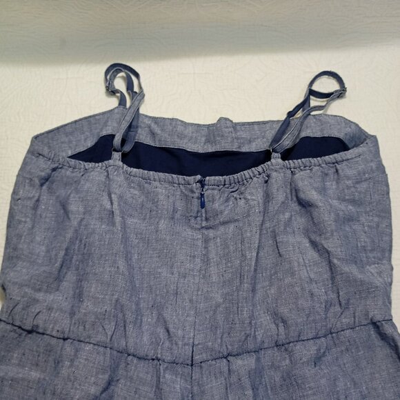 Cynthia Rowley Romper Blue 100% Linen Womens Adjustable Straps Size 6 - Picture 5 of 9
